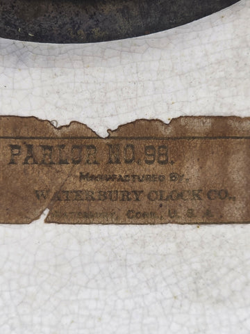 1889 WATERBURY Parlor No.98 Victorian Cobalt Blue Porcelain Ceramic Mantel Clock