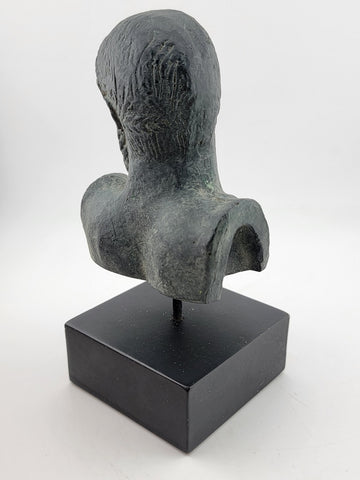 Vintahe Zeus sculpture statue on black marble base green aged color effect
