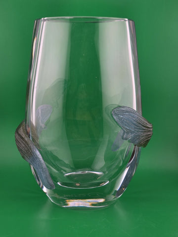 Gorgeous Vintage DAUM France Florilege 8 3/4" x 6 3/4" Heavy Crystal Vase 1980s