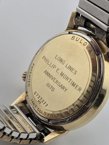 Vintage 1969 Bulova Accutron M9 14KT Gold Filled Tuning Fork Date Watch. Works.