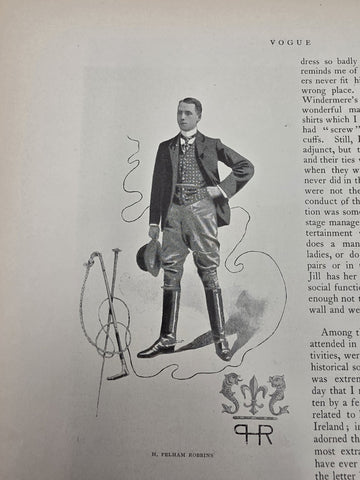 Rare 1893 Vogue Leaf "WON AT SIX FEET" Equestrian Horse Jump H. Pelham Robbins
