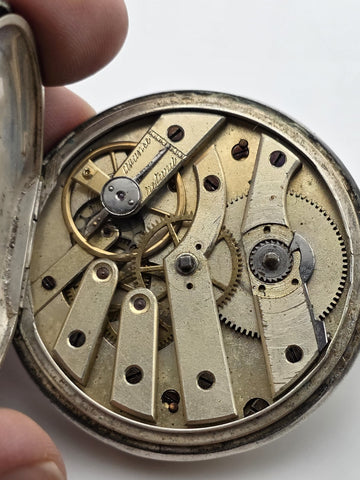 Antique Swiss Silver Pocket Watch c1890 ECHAPPEMENT CYLINDRE RUBIS Working