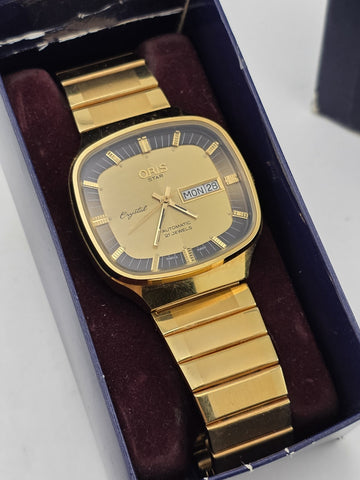 PRIVATE: VINTAGE Gold  ORIS AUTOMATIC SWISS VINTAGE STAR CRYSTAL 21 Jewels Day