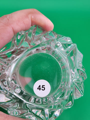 Tiffany & Co Candle Holder Rock Hand Cut Crystal Pattern Votive Tea Light 3"H