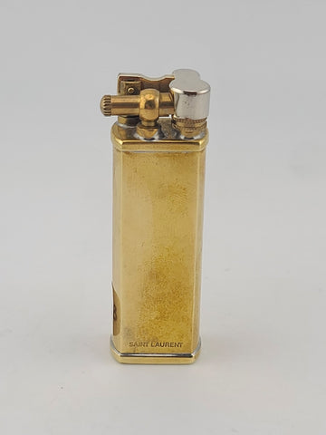Rare Vintage Saint Laurent Gold Tone Brass Gas Lighter by Subota Pearl Japan
