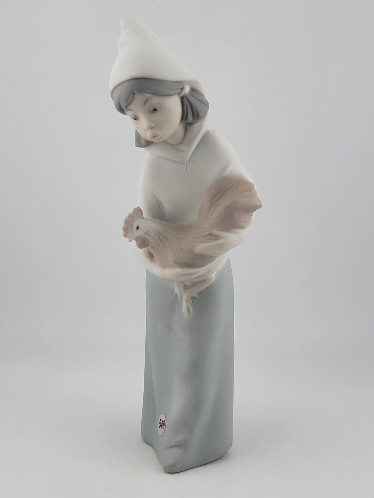 Lladro Shepherdess Girl with Rooster Hand Made In Spain Porcelain Figurine 8"