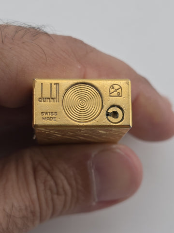 Rare Vintage Dunhill Rollagas Gold Tone Textured Switzerland Very Clean.
