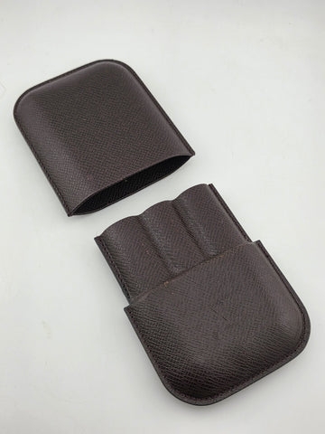 100% Authentic Louis Vuitton Brown Leather Men's Cigar Travel Storage Case.