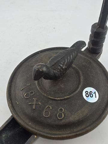 Antique 19 Century Grand Tour Roman Bronze Oil Lamp, Dated 1868. Missing Hook