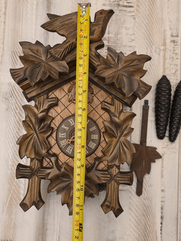 Schneider Black Forest Cuckoo Clock Regula 25-C 1 Day Carved Bird Germany. Read.