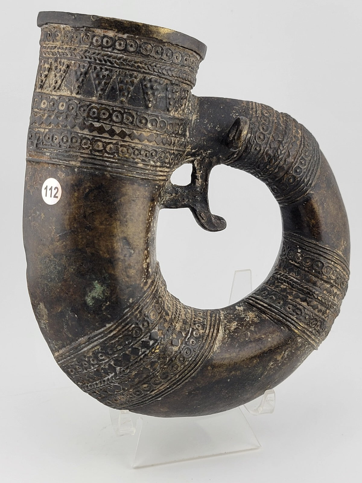 Antique round shape powder flask Rare collectible ottoman Islamic Arabic. No Lid