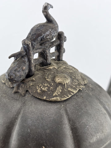 Rare Shaw & Fischer Sheffield Pewter Teapot Hinged Lid Snake Holding Fish Handle