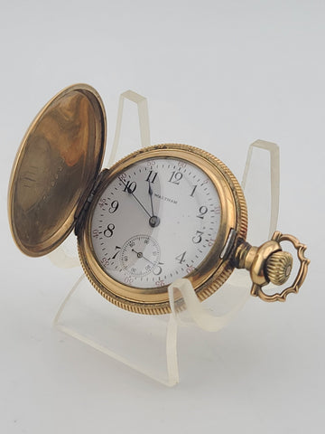 Rare Antique Waltham 12s Pocket Watch 7J Gold Filled 25yr Case C1910 Running