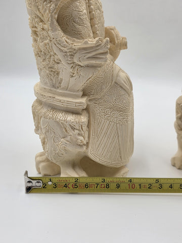 Vintage Chinese Hand-Carved Resin Emperor and Empress Figurine 12” Inch Statue