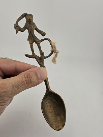 Rare Antique Collectible Brass Monkey Decorative Spoon. 7 Inch Tall.