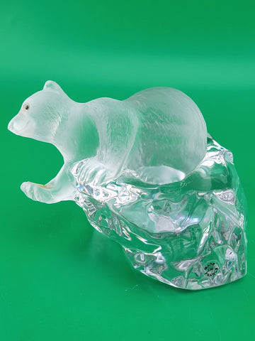 Faberge Crystal Polar Bear Signed Igor Carl Faberge Made in France. Missing Fish