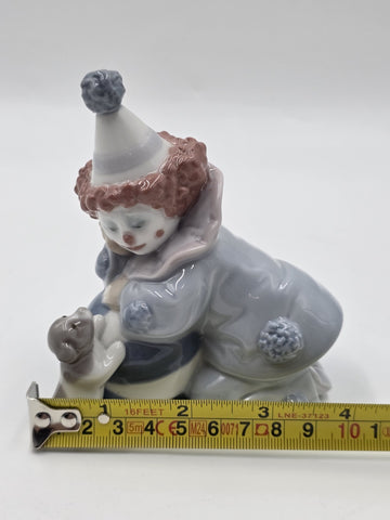 Lladro 5278 “Pierrot w/ Puppy & Ball" Kneeling Clown Dog Figurine Spain W Box