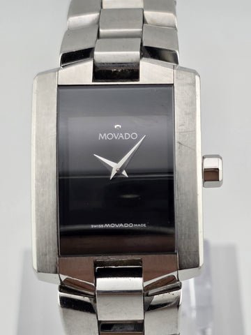 Movado 84.C1.415.A Swiss Quartz Stainless Steel Rectangular Museum Watch. 22mm.