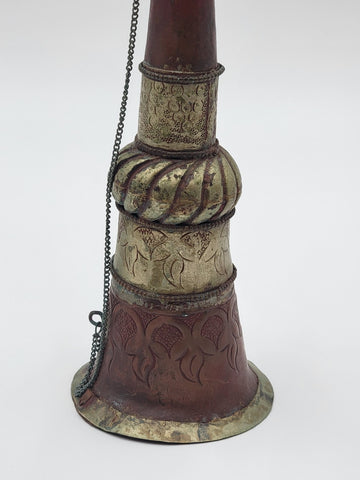 Rare 19th C Antique OOK Tibetan Buddhist Monastery Copper DungChen Instrument.