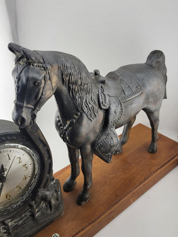 Antique Bronze Horse with Galter Electric  Clock made in Chicago, USA. Untested