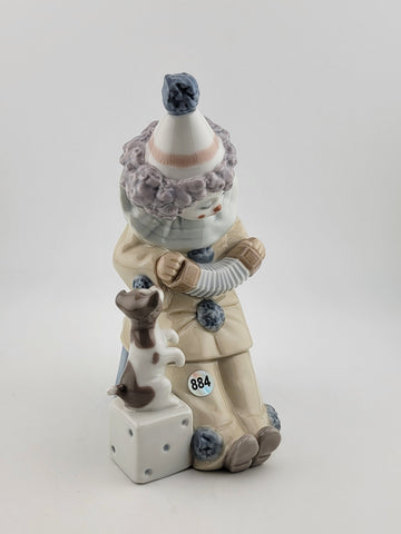LLADRO Clown w/ Puppy Dog Pierrot Concertina Retired Jose Puche #5279 Vintage