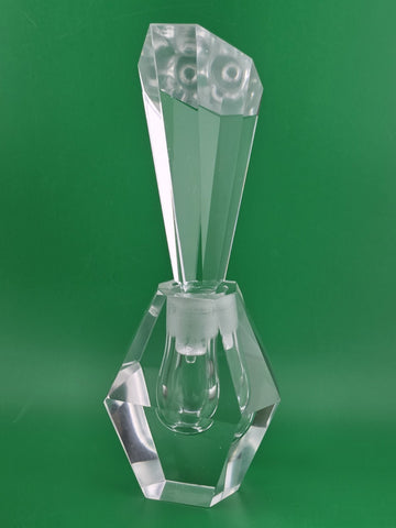 GORGEOUS ELEGANT LARGE ART DECO FACETED CRYSTAL PERFUME PERFUME/SCENT BOTTLE.