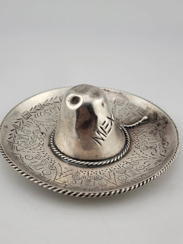 Vintage Mexico Souvenir Sterling Silver Sombrero 925 4” W MASONIC Symbol.