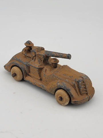 Rare Set Of 3 Antique 1930's Barclay Manoil Armored Cars & Anti-Tank Gun Cars.