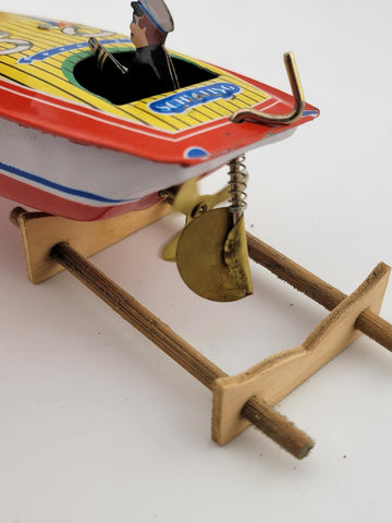 Vintage 1996 Schylling Tin SpeedBoat Zephyr Wind Up Toy LIMITED EDITION. Working