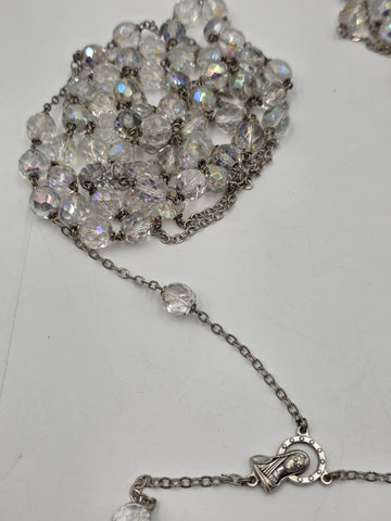 Vintage Italian 51" Ceremonial Catholic Rosary stal Beads Large Crucifix