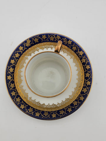 A J Co Czech Cobalt, Blue & Gold Demitasse  Hand Painted. Gold Plated. VG Cond.