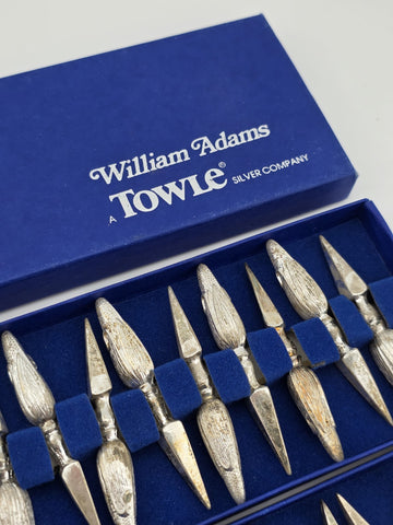 Towle Italy Figural Corn Cob Holders Set 24 Silverplate Original Box