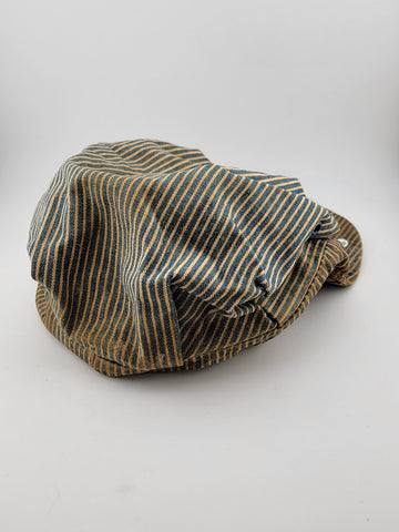 Rare Antique Original Collectible Striped Railroad Engineer Hat Cap Workwear.