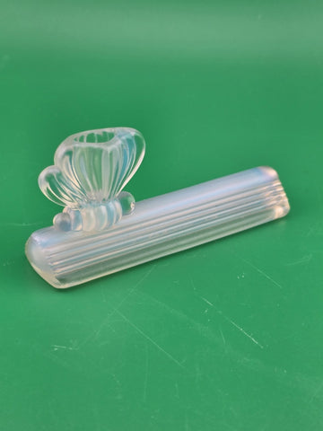 Set Of 2 Vintage Signed Sabino France Opalescent Glass Knife Rest “vase” & Sign.