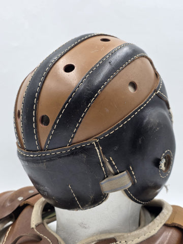 Rare Antique 1940's Goldsmith 60F Football Helmet &University 12C Shoulder Pads.