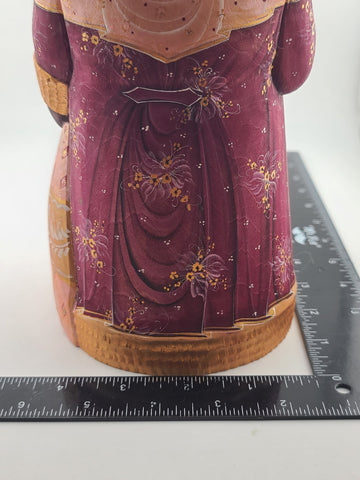 Ded Moroz Russian Hand Carved Wooden Santa Figurine Sergiyev Posad. Fluorescent.