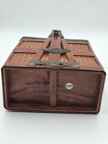 Antique Japanese Meiji Bamboo Picnic Basket Bento Box Woven Basket Complete Case