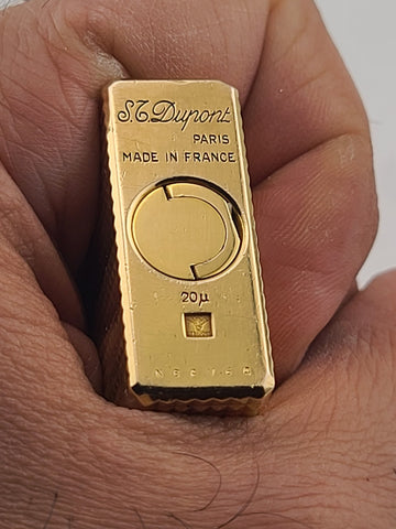 Vintage Collectible Authentic St Dupont 20 Micron Gold Plated Ligne 1 Lighter.