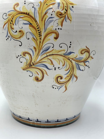 Rare Antique XL 19th C Italian Majolica Olive Oil Jar Heraldic Lions Handpainted