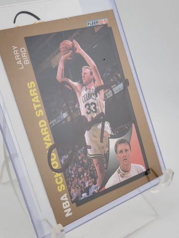 Autogtaphed 1992-93 Fleer - Schoolyard Stars #256 Larry Bird With COA