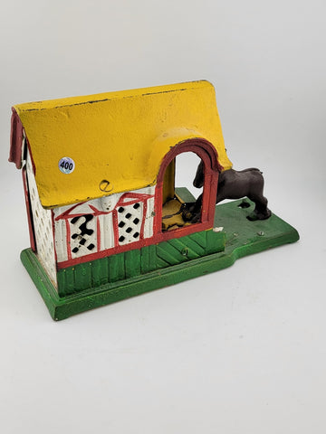 Vintage Collectible Money Coin Savings Bank Box, Horse Kicking in Coin with Tail