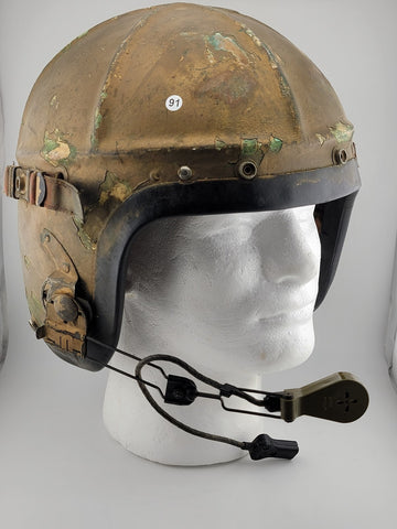 Rare 1950s US Navy Korean War H-4 Flight Helmet XL MFG Bassons Corp. W Boom Mic