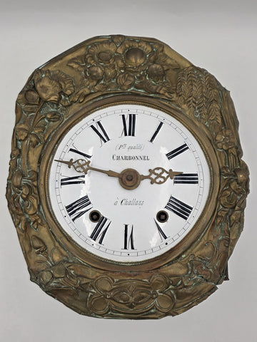 Rare Antique 1850's French Comtoise/Morbier Hanging Clock Movement. Untested.