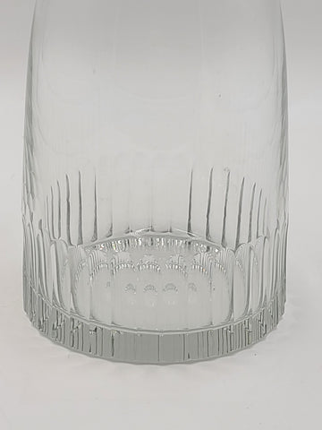 Rare Vintage Flamant France XL Crystal Decanter Ribbed Cut Glass w Stopper 15”