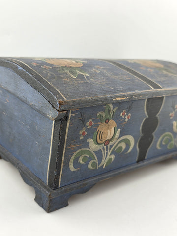 Rare Antique Hand Inscribed 1943 German Folk Art Chest WWII Augsburg Kepsake Box