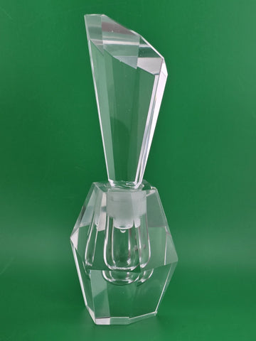 GORGEOUS ELEGANT LARGE ART DECO FACETED CRYSTAL PERFUME PERFUME/SCENT BOTTLE.