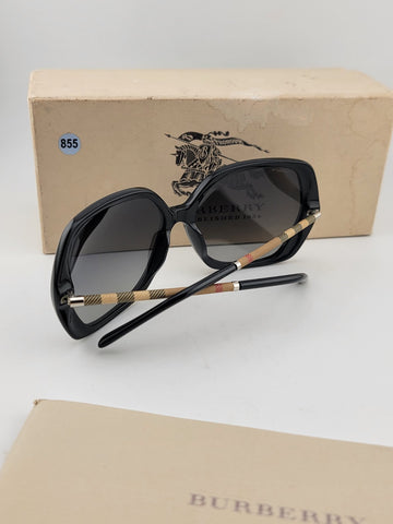 Vintage Burberry B 4122 3001/T3 Square Black Gray Sunglasses 60-16-135 W Box.