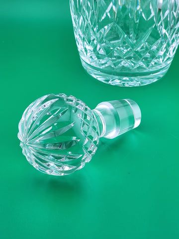 Waterford Signed Lismore Cut Crystal Spirit Decanter w Ball Stopper 10 5/8''