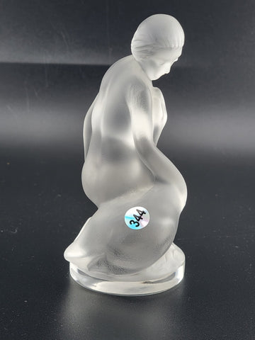 Vintage Lalique Crystal France Leda Nude Woman & the Swan Frosted Style 11905