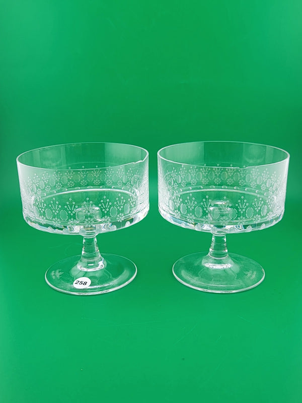 2 Rosenthal Crystal Champagne/ Sherbet glasses, Linie pattern. Minor Knicks.